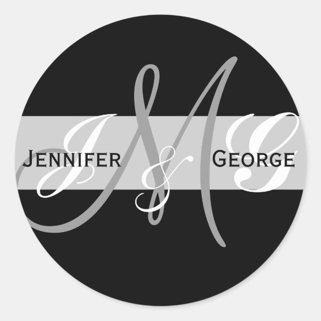 Adesivo Vinheta de Casamento de Iniciais Monogramas de Trê (Frente)