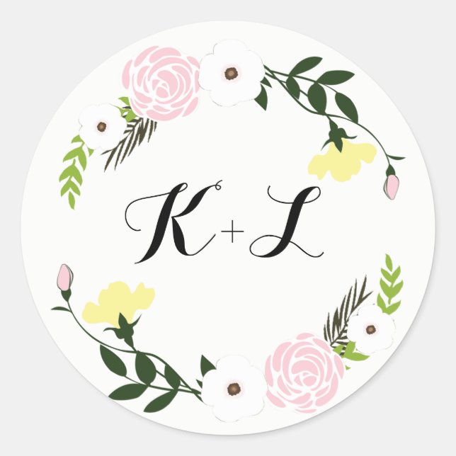 Adesivo Vinheta de Casamento de Jardim Floral (Frente)