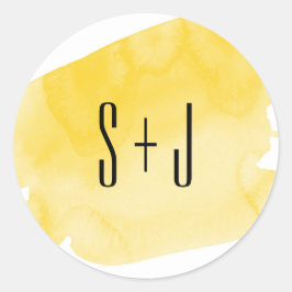 Adesivo Vinheta de Casamento de Lavagem de Cor Amarela