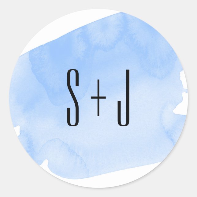 Adesivo Vinheta de Casamento de Lavagem de Cor Azul (Frente)