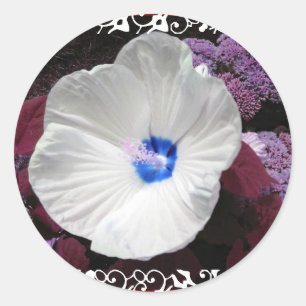Adesivo Vinheta de Casamento de Locais Brancos - Azul Hibi