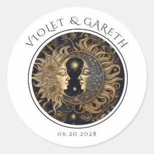 Adesivo Vinheta de Casamento de Lua Celestial Sun