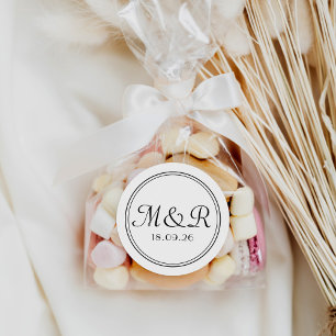 Adesivo Vinheta de Casamento de Monograma de Caligrafia Pr