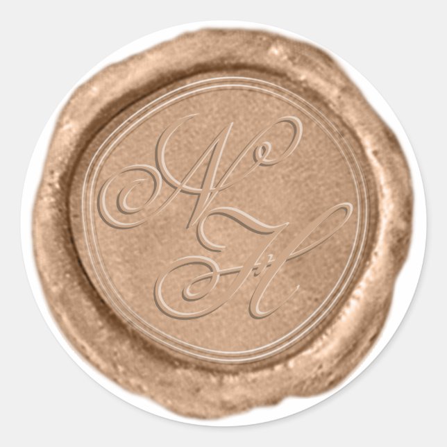 Adesivo Vinheta de Casamento de Monograma de Carnes Dourad (Frente)