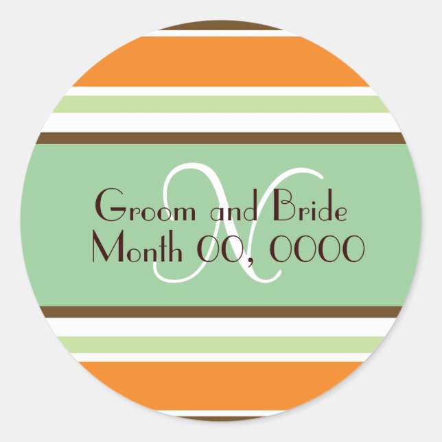 Adesivo Vinheta de Casamento de Monograma de Noiva Moderna (Frente)