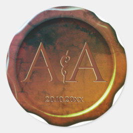 Adesivo Vinheta de Casamento de Monograma de Seal de Cera