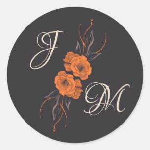 Adesivo Vinheta de Casamento de Monograma Elegante de Flor