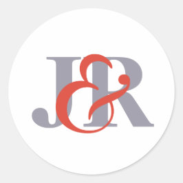 Adesivo Vinheta de Casamento de Monograma Moderno Elegante