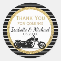 Vinheta de Casamento de Motocicletas Dourada Black