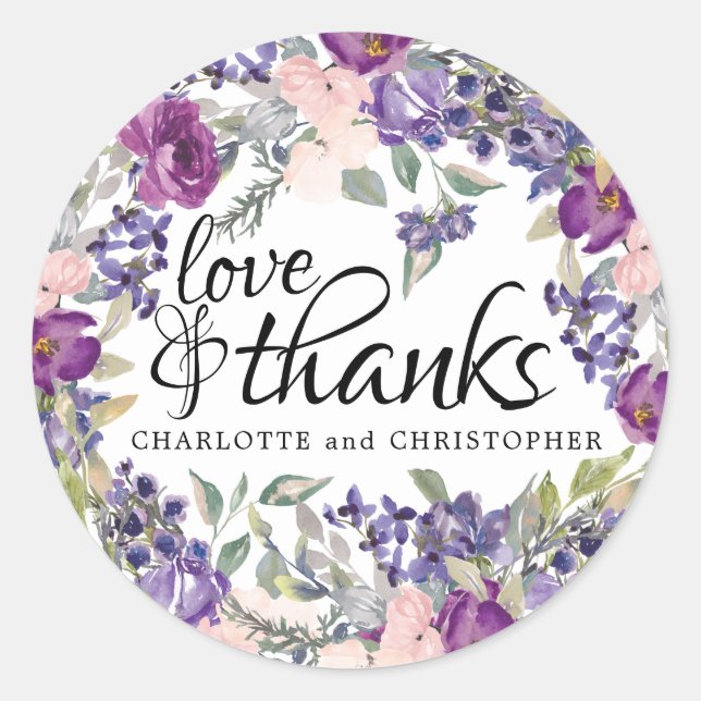 Adesivo Vinheta de Casamento de Obrigados e Amor com Blush (Frente)