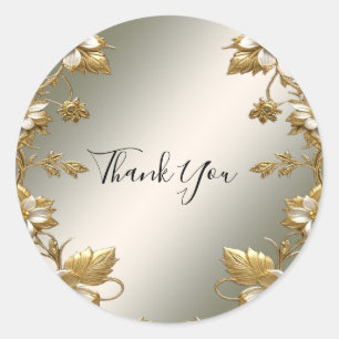 Adesivo Vinheta de Casamento de Ornamentado Dourado Floral