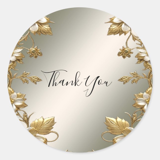 Adesivo Vinheta de Casamento de Ornamentado Dourado Floral (Frente)