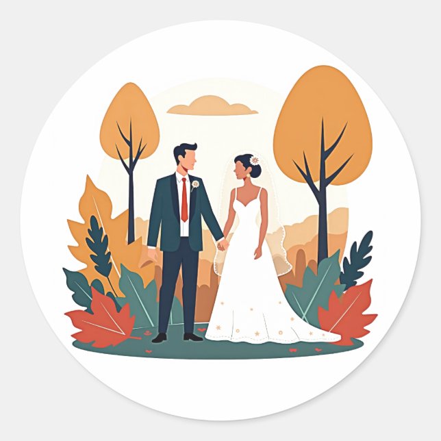 Adesivo Vinheta de Casamento de outono (Frente)