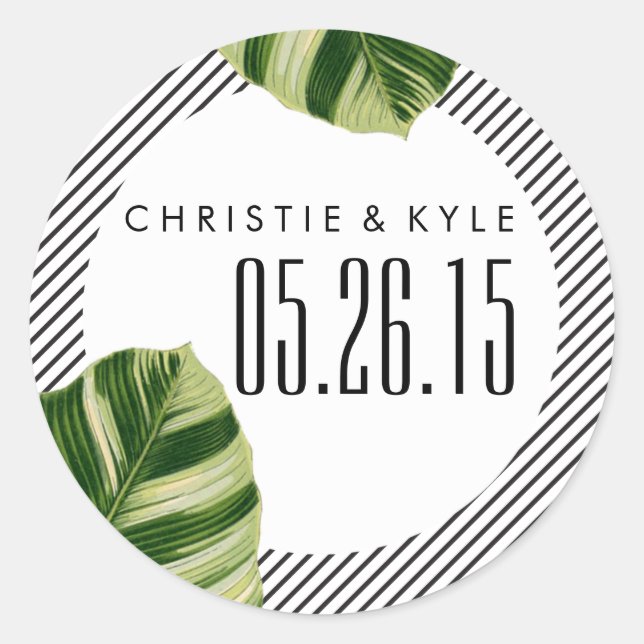 Adesivo Vinheta de Casamento de Palmeiras Tropicais (Frente)