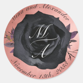 Adesivo Vinheta de Casamento de Rosa preto embebido Elegan