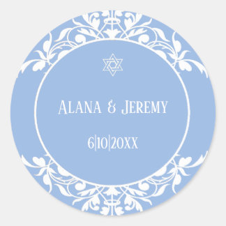 Adesivo Vinheta de casamento de White Filigree Jewish Star
