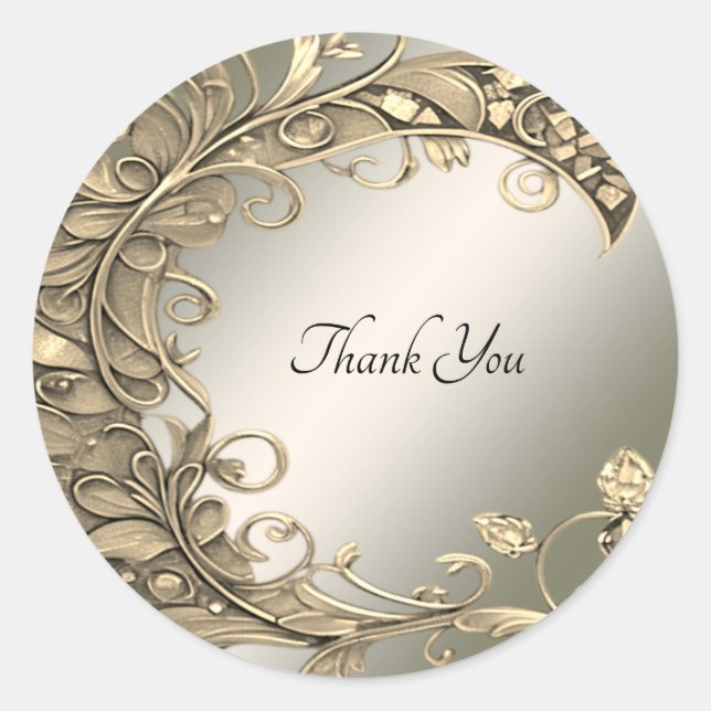 Adesivo Vinheta de Casamento Decorativo Dourado Elegante (Frente)