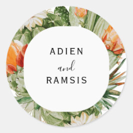 Adesivo Vinheta de Casamento do Deserto Floral de Cactus