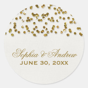 Adesivo Vinheta de Casamento Dourada Glamor Glitter Confet