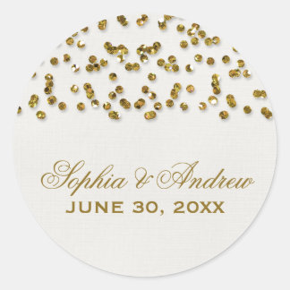 Adesivo Vinheta de Casamento Dourada Glamor Glitter Confet
