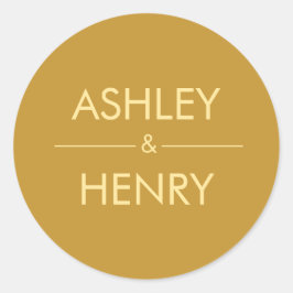 Adesivo Vinheta de Casamento Dourado moderno, Selo de Enve