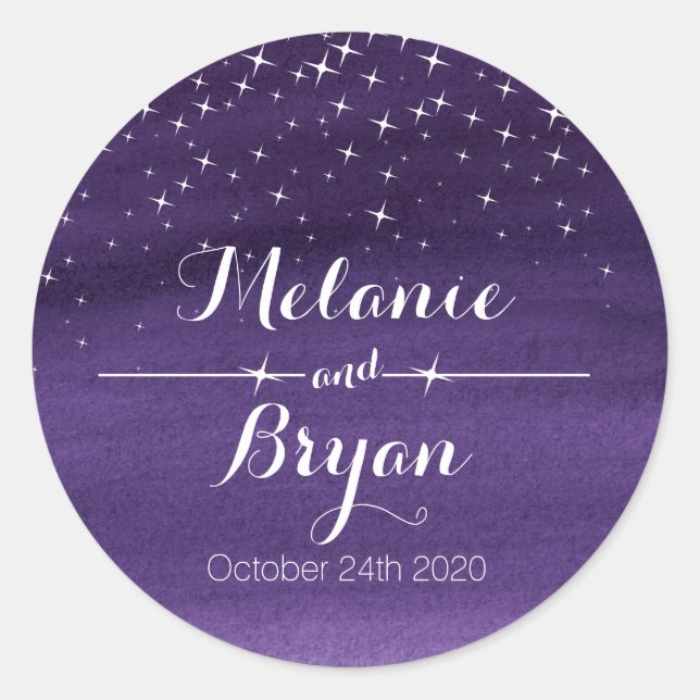 Adesivo Vinheta de casamento estrelada de lavagem de água (Frente)