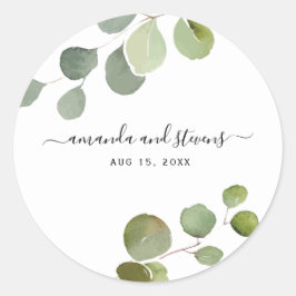 Adesivo Vinheta de Casamento Eucalyptus com Script Moderno