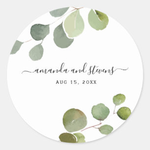 Adesivo Vinheta de Casamento Eucalyptus com Script Moderno