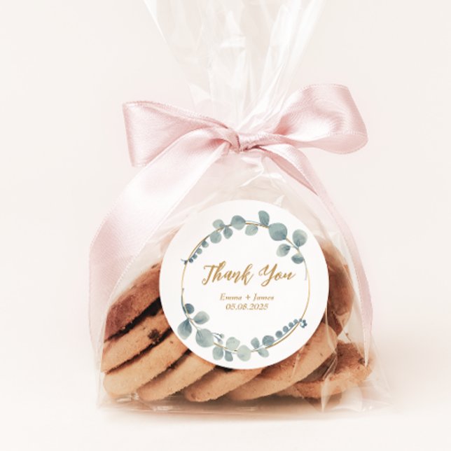 Adesivo Vinheta de Casamento Eucalyptus Silvery Watercolor (Criador carregado)