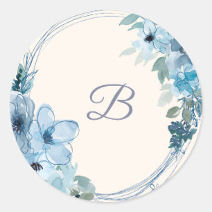 Adesivo Vinheta de casamento floral azul