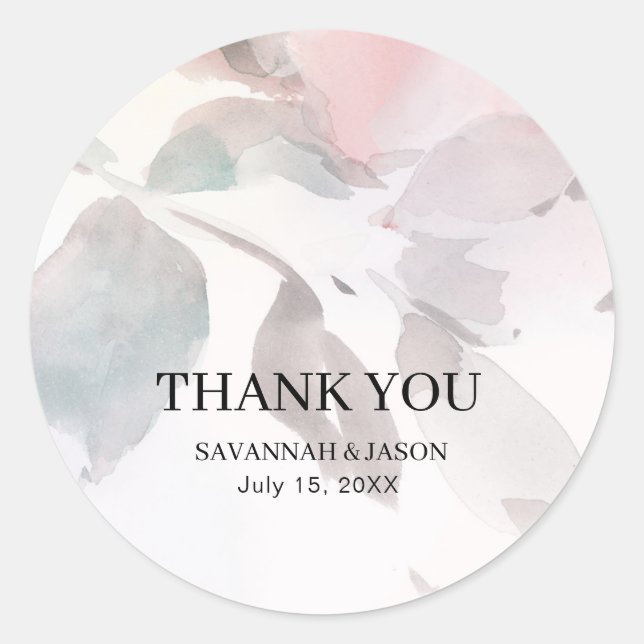 Adesivo Vinheta De Casamento Floral De Aquarelas Elegante (Frente)