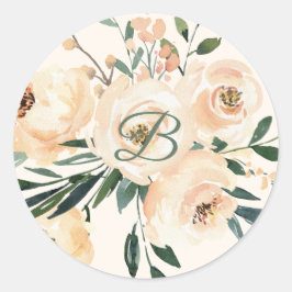 Adesivo vinheta de casamento floral de rosa bege