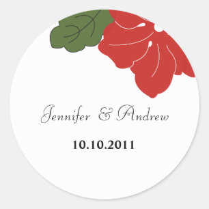 Adesivo Vinheta de Casamento Floral Vermelho Hawaii