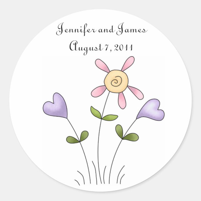 Adesivo Vinheta de Casamento Floral Whimsical (Frente)