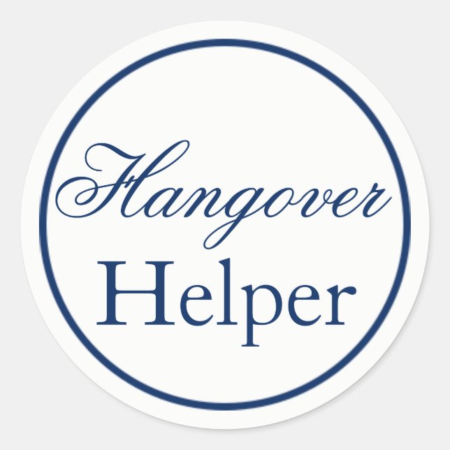 Adesivo Vinheta de Casamento "Hangover Helper" - Marinho (Frente)