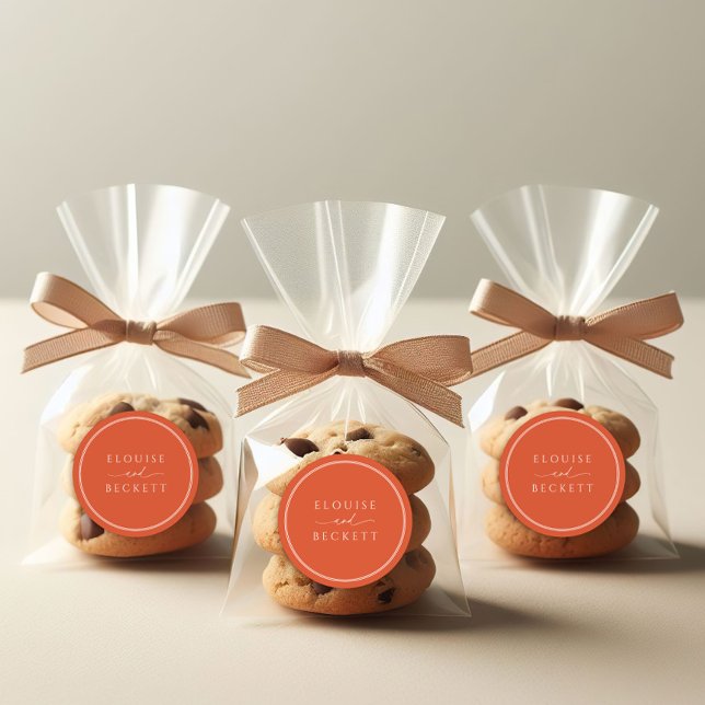 Adesivo Vinheta de Casamento Laranja Arredondado Mínimo Qu (Criador carregado)