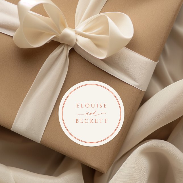 Adesivo Vinheta de Casamento Laranja Moderno (Criador carregado)