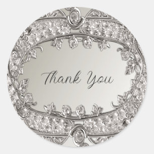 Adesivo Vinheta de Casamento Moderno Ornamentado de Prata