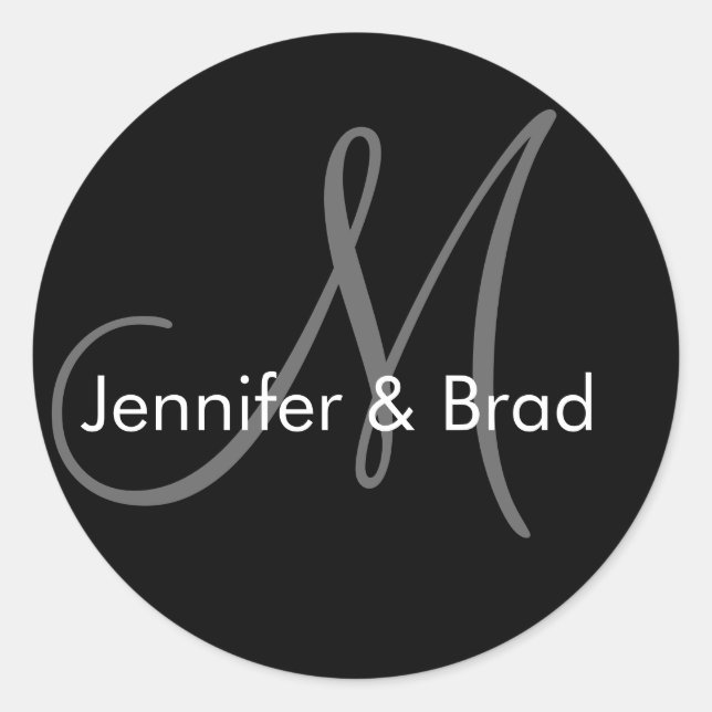 Adesivo Vinheta de Casamento Monograma de Nomes de Noiva (Frente)