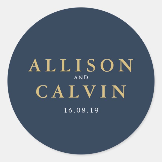 Adesivo vinheta de casamento náutica e dourada (Frente)