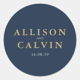 Adesivo vinheta de casamento náutica e dourada