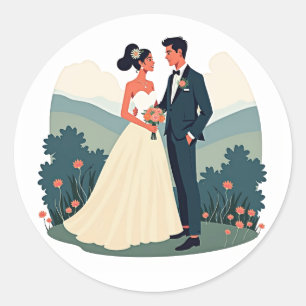 Adesivo Vinheta de casamento noiva e noiva