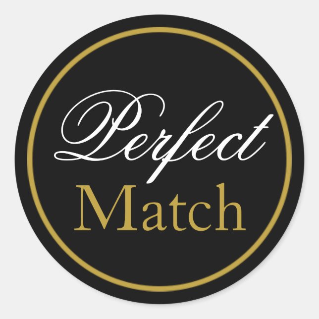 Adesivo Vinheta de Casamento "Perfect Match" - Dourado pre (Frente)