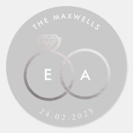 Adesivo Vinheta de Casamento Personalizado dos Anéis de Pr