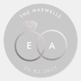 Adesivo Vinheta de Casamento Personalizado dos Anéis de Pr