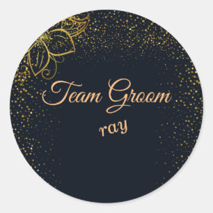 Adesivo Vinheta de Casamento Personalizado Preto/Dourado d