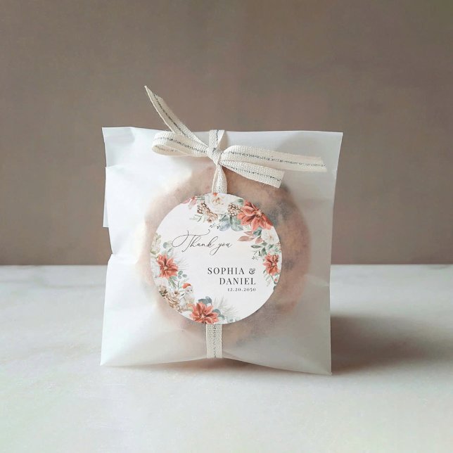 Adesivo Vinheta de Casamento Pinecone Red Greenery (Criador carregado)