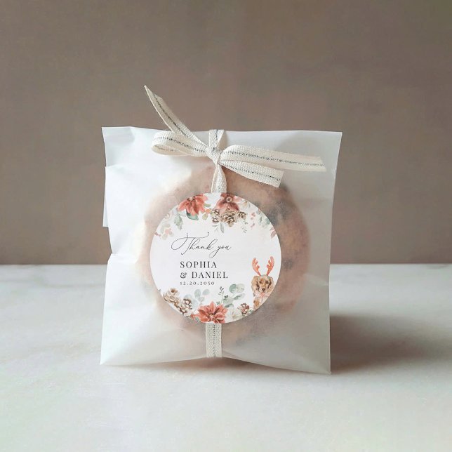 Adesivo Vinheta de Casamento Pinecone Red Greenery (Criador carregado)