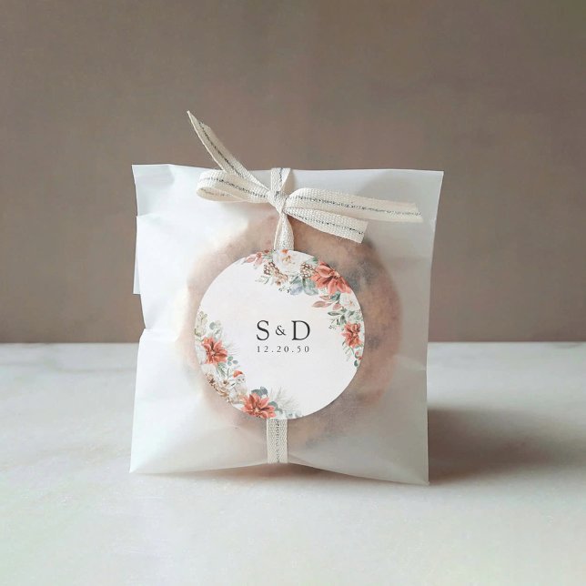 Adesivo Vinheta de Casamento Pinecone Red Greenery (Criador carregado)