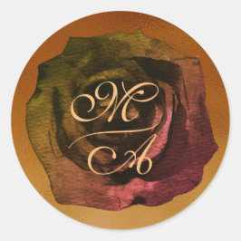 Adesivo Vinheta de Casamento por Monograma Rosa Escuro
